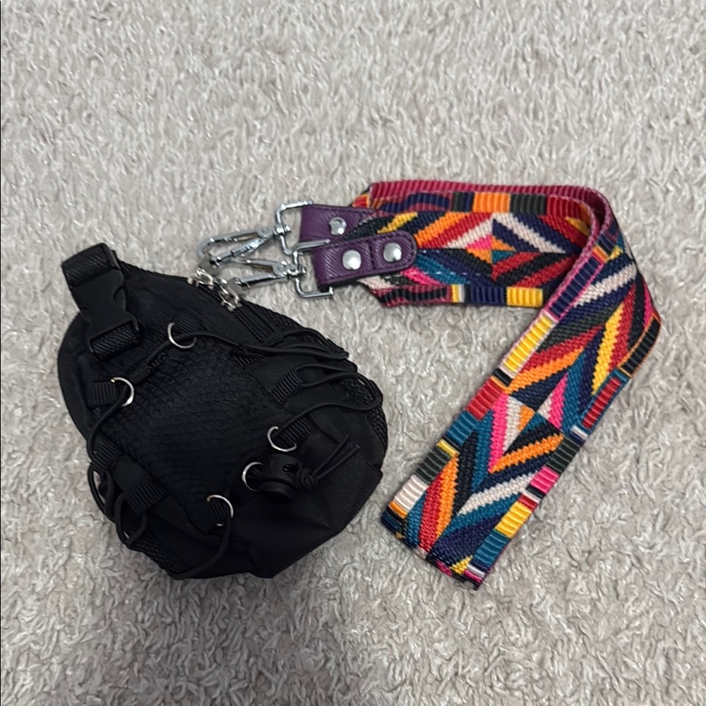 Black Mini bag with Colorful Strap